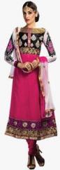 Lookslady Pink Embroidered Dress Material women