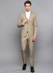Louis Philippe Men Beige Self Design Single Breasted Slim Fit Formal Suit