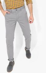 Louis Philippe Sport Grey Solid Slim Fit Low Rise Chinos men