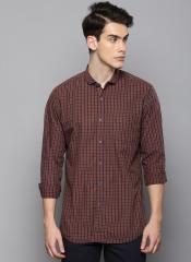 Louis Philippe Sport Men Brown & Red Slim Fit Checked Casual Shirt