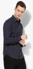 Louis Philippe Sports Navy Blue Printed Slim Fit Casual Shirt men