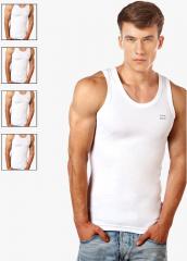 Lux Cozi Pack Of 5 White Solid Round Neck Vest men