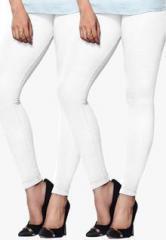 Lux Lyra Pack Of 2 White Solid Leggings women