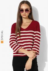 Mango Fuchsia Striped Sweater women
