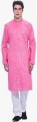 Manyavar Pink Solid Kurta Pyjama men