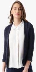 Marie Claire Navy Blue Solid Shrug women