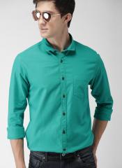 Mast & Harbour Green Slim Fit Solid Casual Shirt men