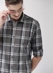 Mast & Harbour Grey & White Regular Fit Checked Casual Shirt men