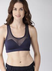 Mast & Harbour Navy Blue Solid Non Wired Lightly Padded Sports Bra women