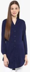 Mayra Navy Blue Solid Shirt women