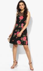 Miaminx Black Printed Fit and Flare Dress women