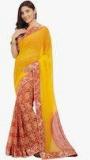 Mirchi Fashion Yellow Printed Saree women