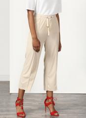 Miss Bennett Beige Trousers With Front Tie Up Details women