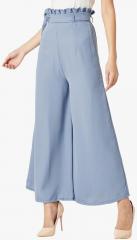 Miss Chase Blue Solid Regular Fit Culottes women