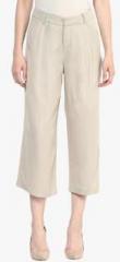 Miway Beige Solid Coloured Pant women