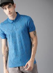 Moda Rapido Blue Printed Polo Collar T shirt men