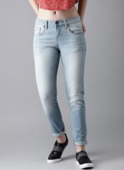 Moda Rapido Blue Skinny Fit Mid Rise Clean Look Stretchable Cropped Jeans women