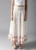 Moda Rapido Off White Printed Tiered Maxi Skirt women
