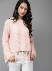 Moda Rapido Pink Self Design Pullover women