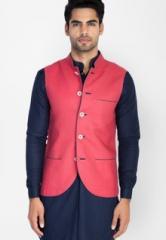 Mr Button Coral Linen Nehru Jacket men