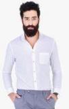 Mr Button White Solid Regular Fit Casual Shirt men
