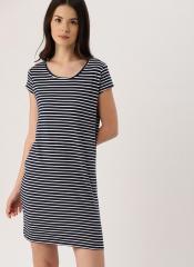 Ms Taken Navy Blue Striped T Shirt Dress women