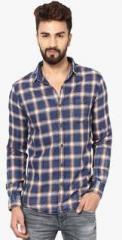 Mufti Blue Checked Casual Shirt men