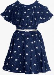 Naughty Ninos Navy Blue Printed Fit And Flare Dress women