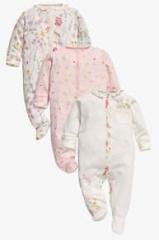 Next Pack Of 3 Floral Sleepsuits girls