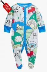 Next Pack Of 3 Multicoloured Tractor Print Sleepsuits boys