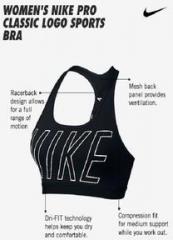 Nike Pro Classic Logo Read Black Training Sports Bra women