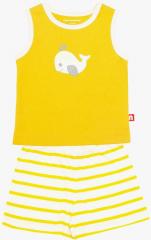 Nino Bambino Mustard Yellow Printed Shorts Set boys