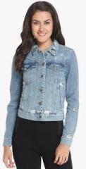 Only Blue Embroidered Summer Jacket women