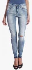 Only Blue Mid Rise Skinny Jeans women