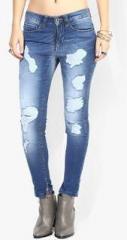 Only Blue Mid Rise Slim Jeans women