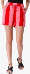 Only Red Striped Shorts women