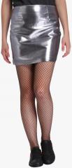 Only Silver Solid Pencil Skirt women