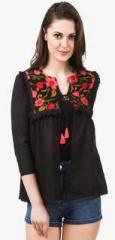 Only You Black Embroidered Shrug women