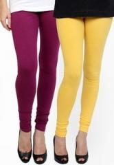 Pannkh Yellow/Purple Solid Legging women