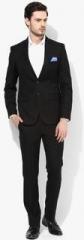 Park Avenue Black Solid Slim Fit Suit Set men