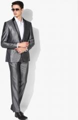 Park Avenue Grey & Black Slim Fit Single Breasted Casual Suits men