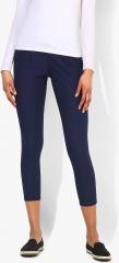 Park Avenue Navy Blue Slim Fit Solid Regular Trouser women