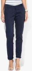 Park Avenue Navy Blue Solid Chinos women