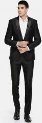 Parx Black Solid Slim Fit Single Breasted Formal Suit men