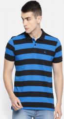 Parx Blue Striped Polo Collar T shirt men