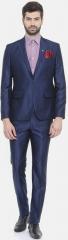 Parx Navy Blue Urban Fit Solid Single Breasted Formal Suit men