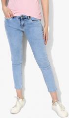 People Blue Slim Fit Mid Rise Clean Look Jeans women