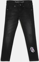 Pepe Jeans Black Mid Rise Mildly Distressed Jeans girls