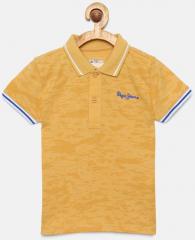 Pepe Jeans Boys Mustard Printed Polo Collar T Shirt boys