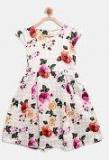 Peppermint Girls Cream Coloured & Pink Floral Print Fit and Flare Dress
